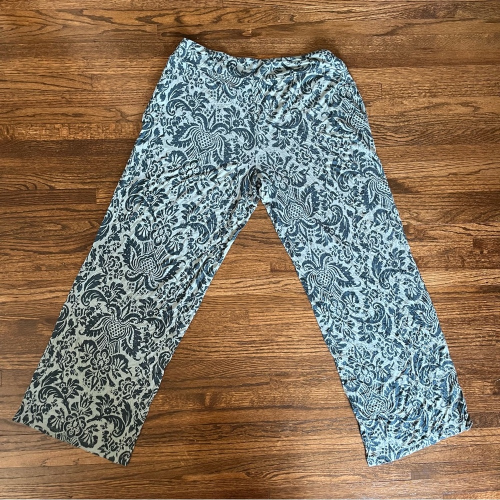 Soma Pajama Pants Blue Teal Damask L VGUC - Picture 3 of 7